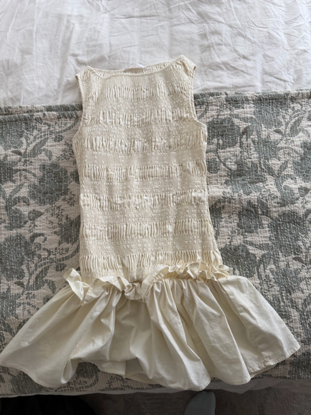 Peppermayo Cream Sleeveless Smocked Top with Ruffle Hem Mini Skirt - Picture 5 of 6